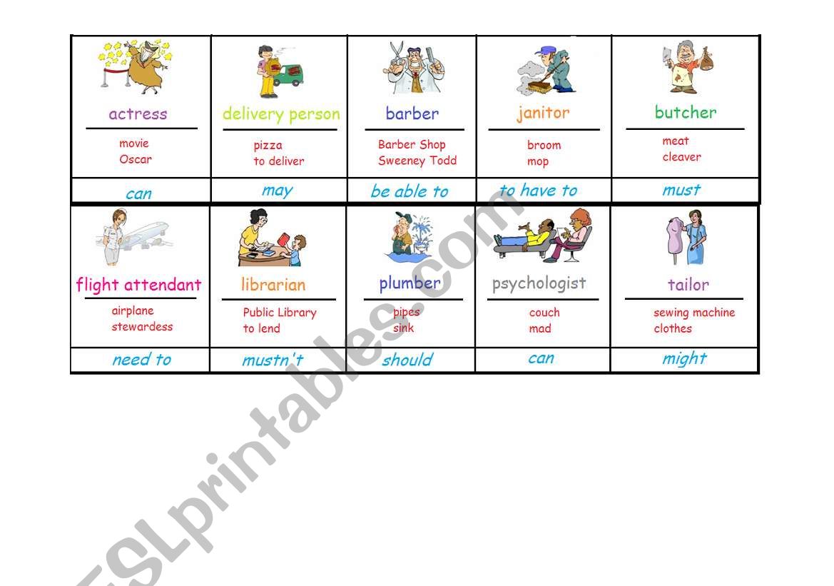 Jobs taboo worksheet