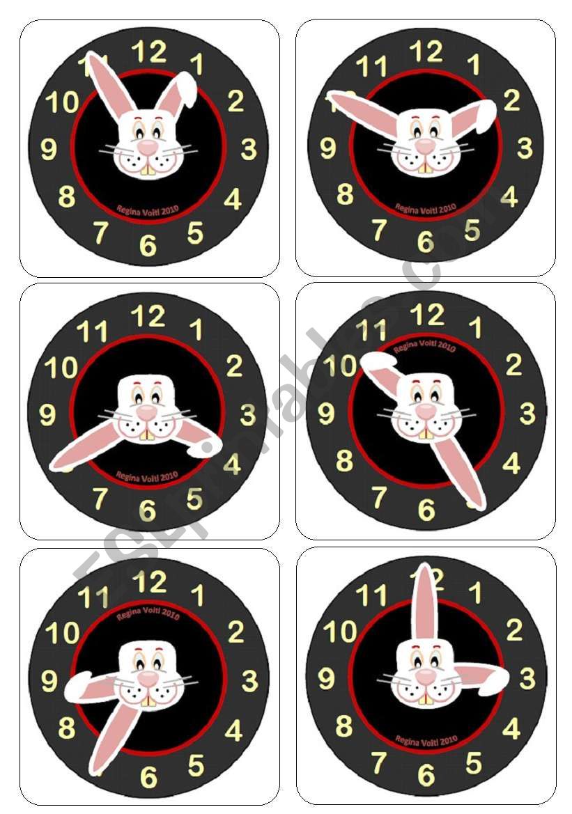 Telling the time with Hunny Bunny - More clock/time flashcards (incl. words cards -EDITABLE)