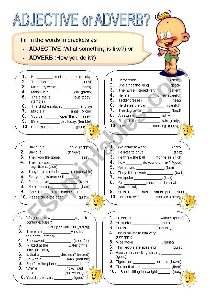 Adjective or Adverb? worksheet