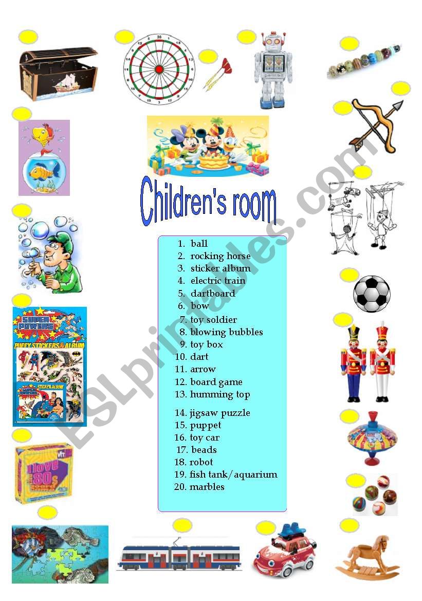 childrens bedroom worksheet