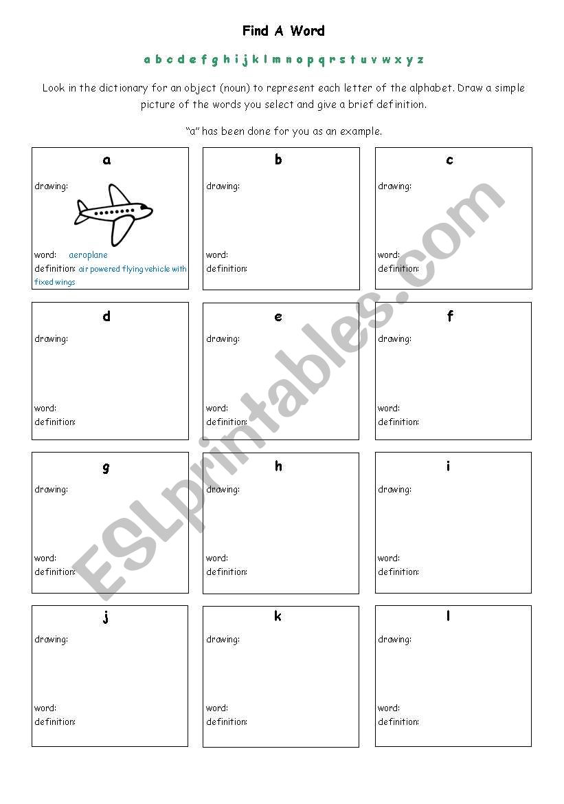 The Alphabet - Find a Word worksheet