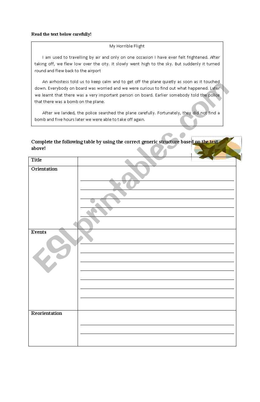 Recount Reading Exercise worksheet