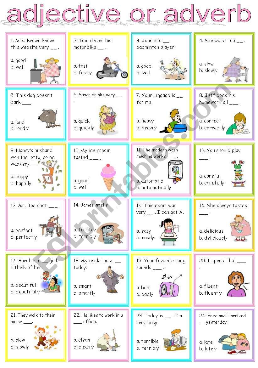 adjective or adverb worksheet