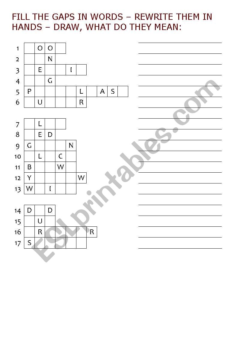 crossword worksheet