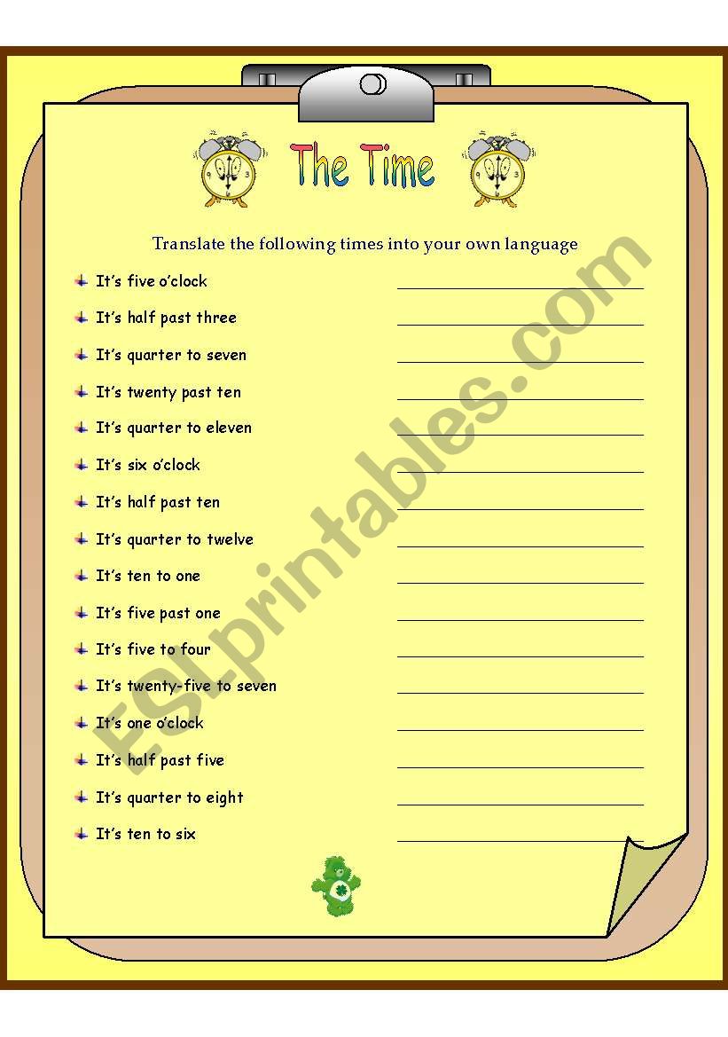 The Time (Young Learners) worksheet