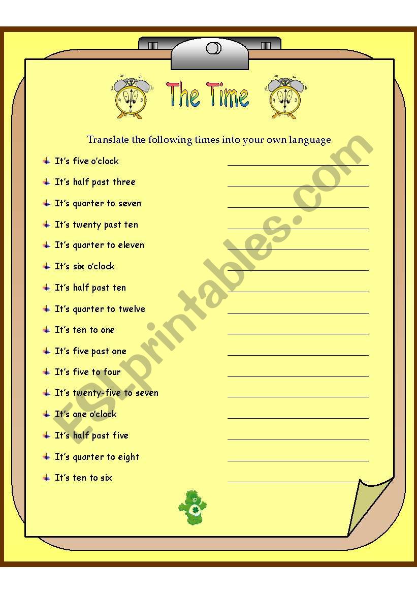 The Time (Young Learners) worksheet