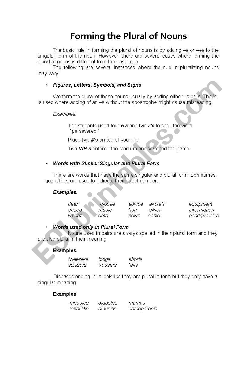 pluralizing nouns worksheet