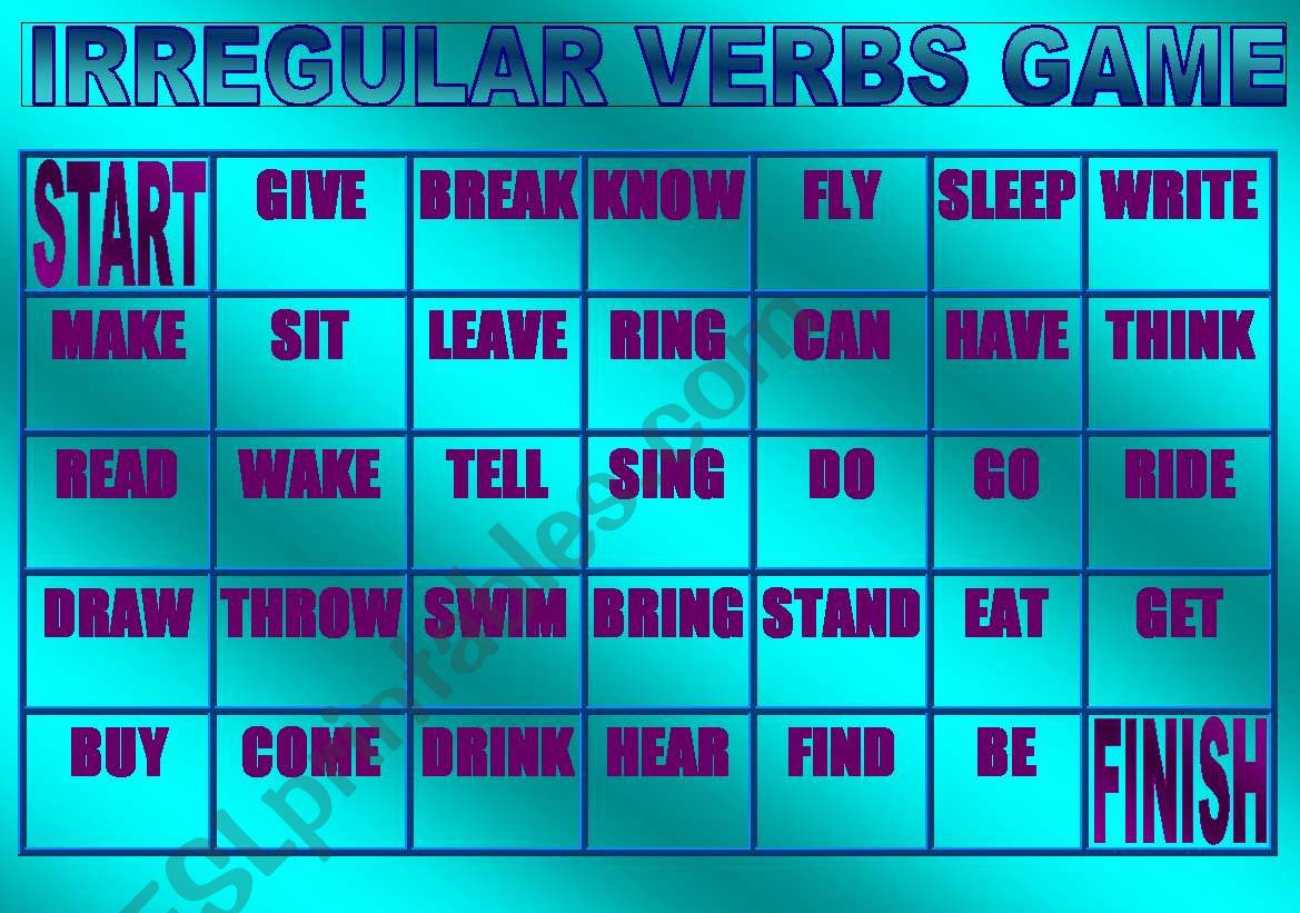 Irregular verbs games worksheet