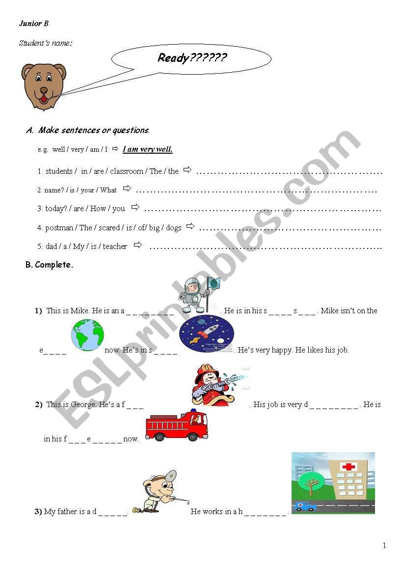 Revision worksheet  (part A) worksheet