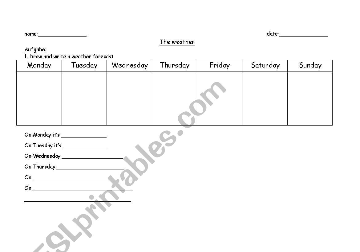 Weather forecast worksheet