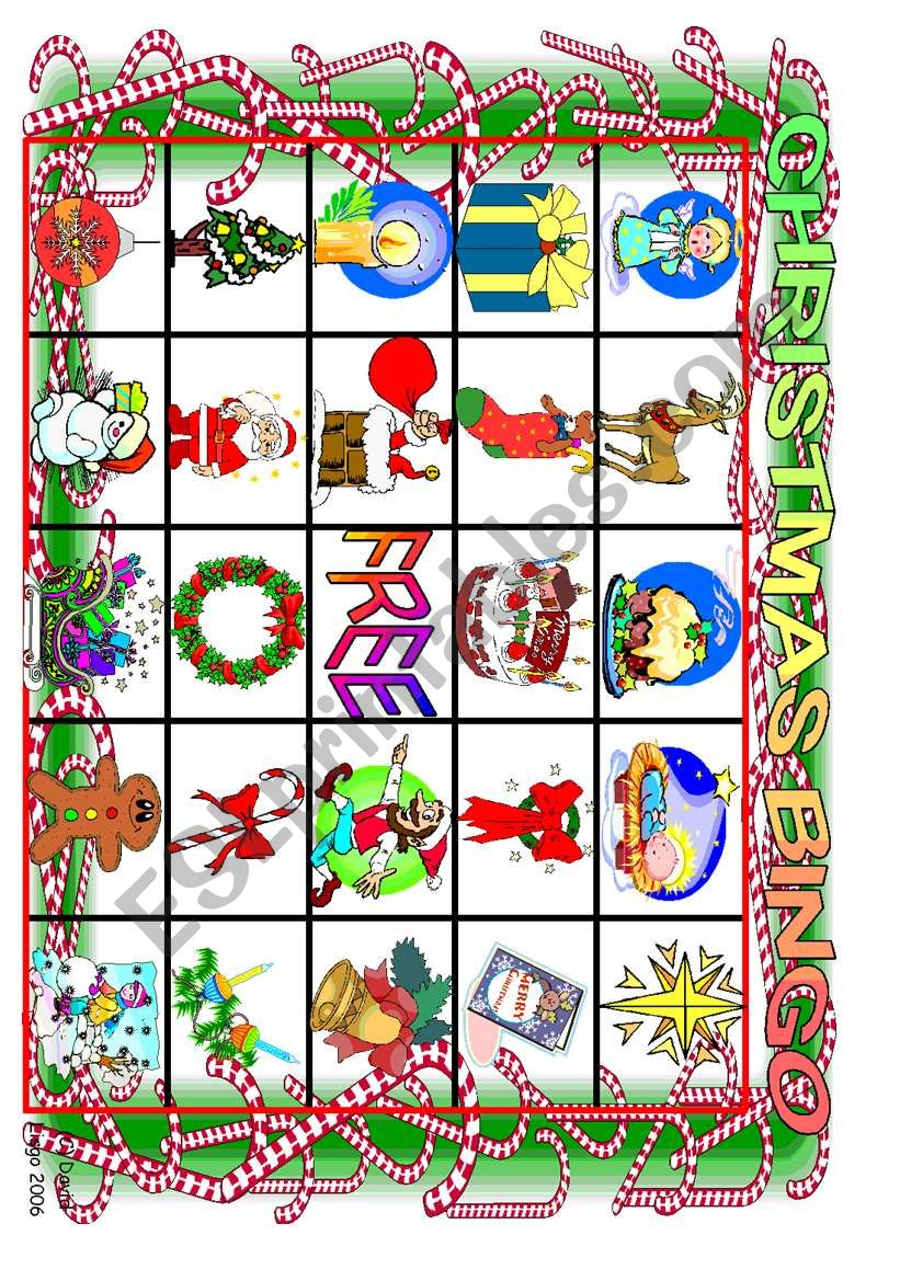 Christmas Bingo board 1-2 (of 10)  and  Calling Cards 1-16 (of 24)