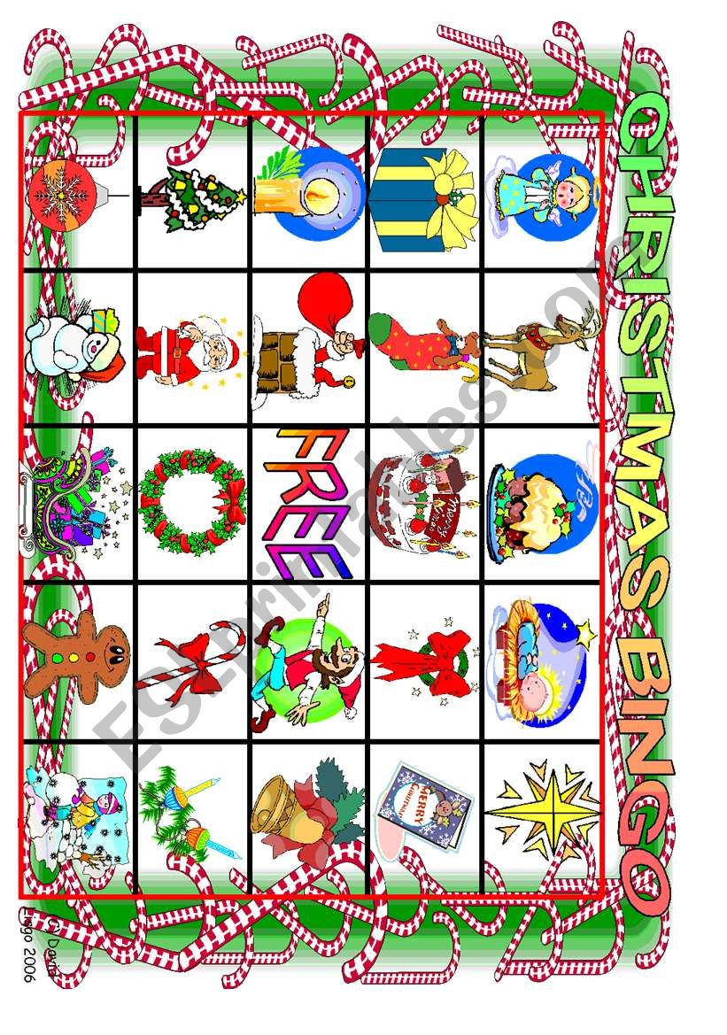 Christmas Bingo board 1-2 (of 10)  and  Calling Cards 1-16 (of 24)