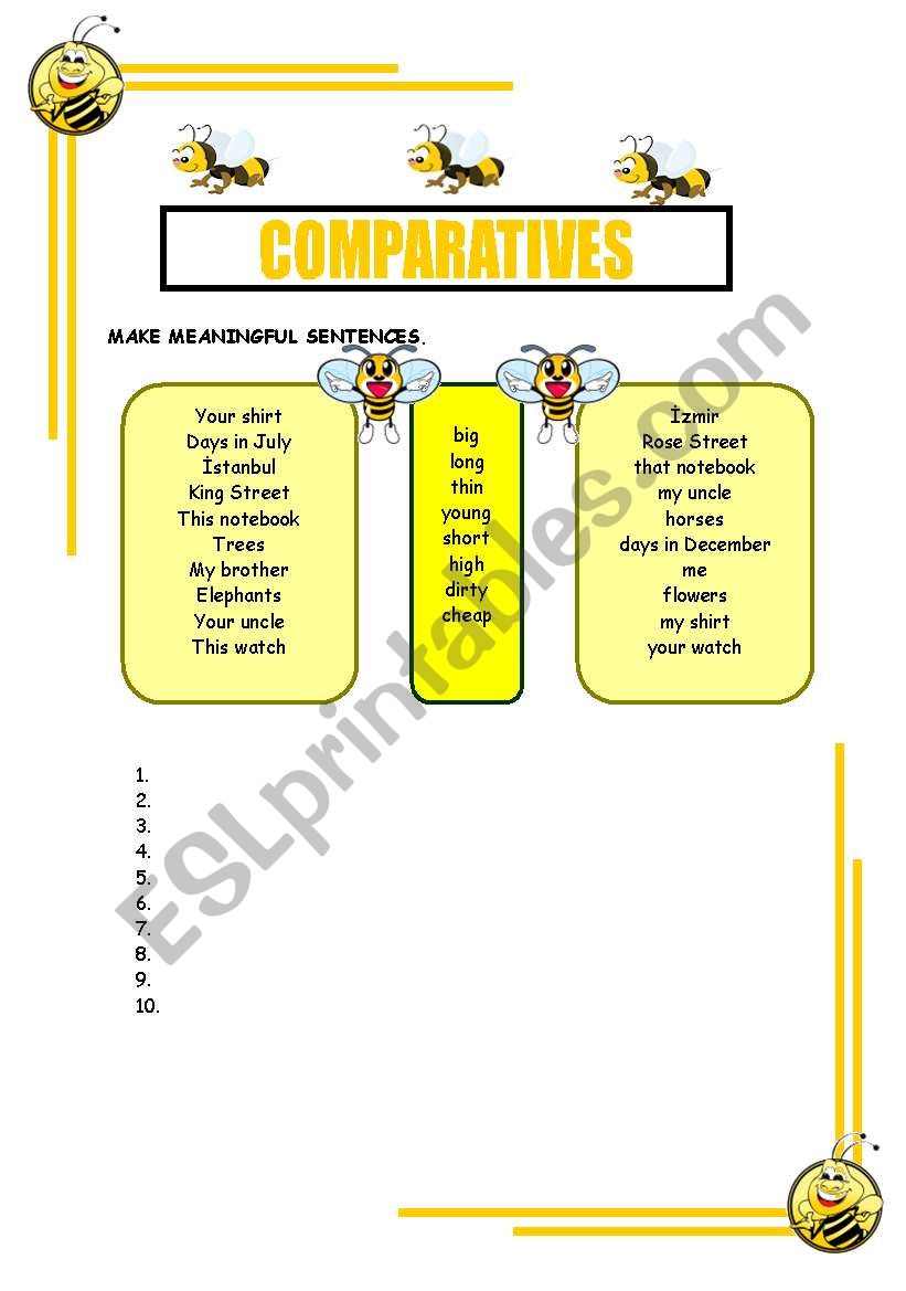 comparatives part 1 worksheet
