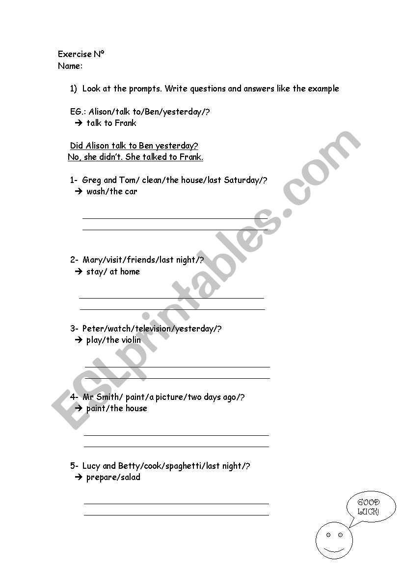 Simple Past: Interrogative worksheet