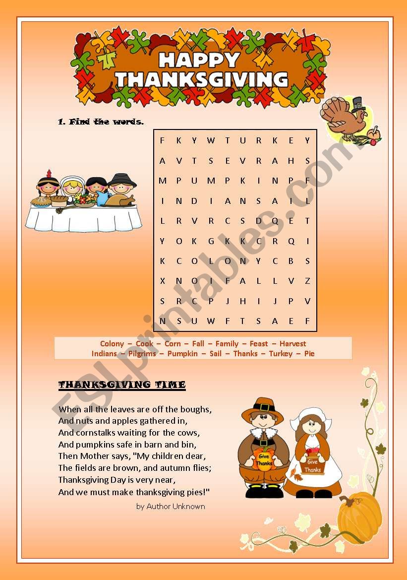 Thanksgiving worksheet