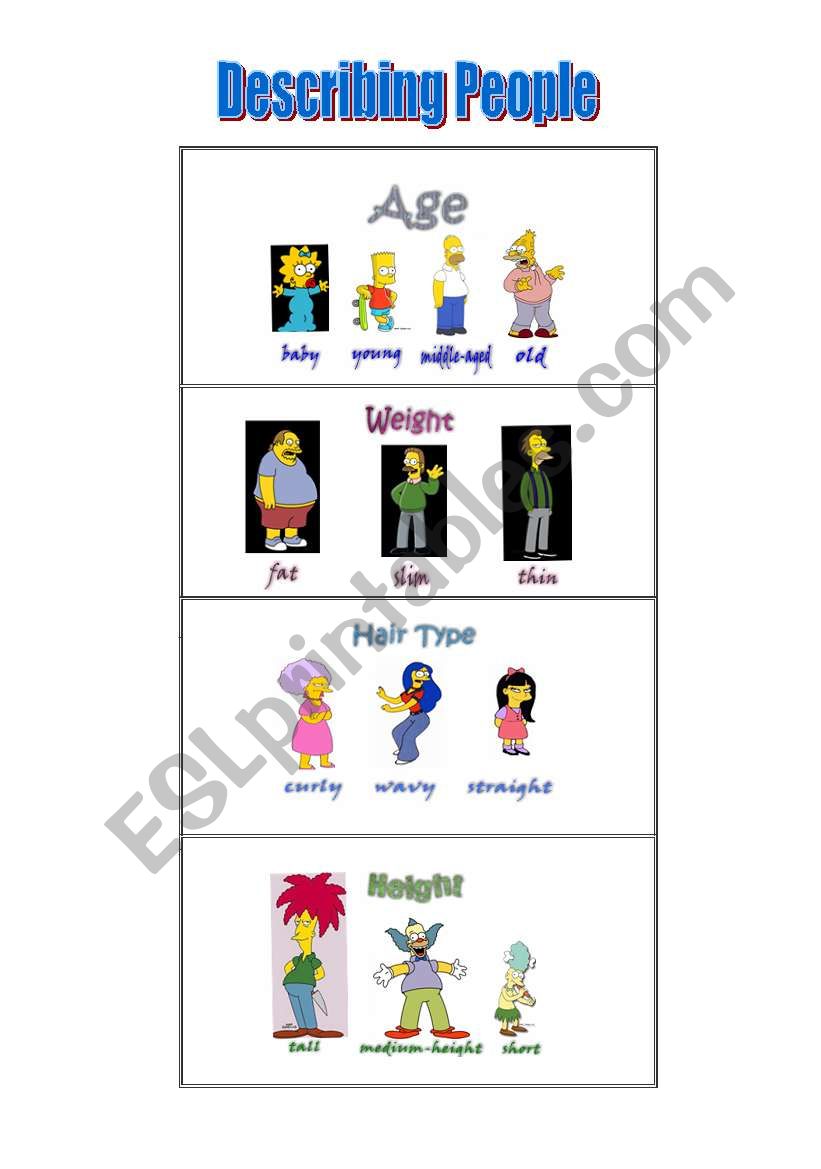 describing people vocabulary worksheet