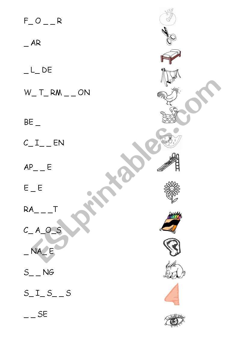 misssing letters worksheet