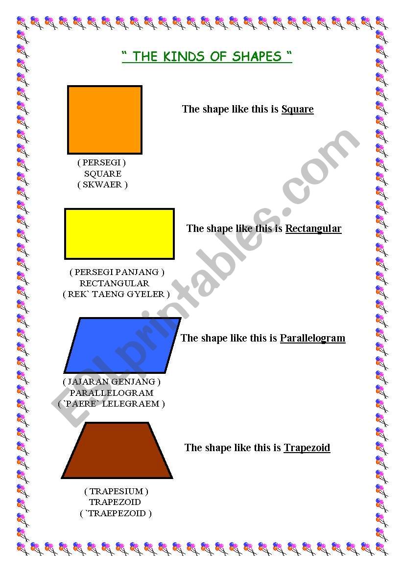 THE KINDS OF SHAPE worksheet