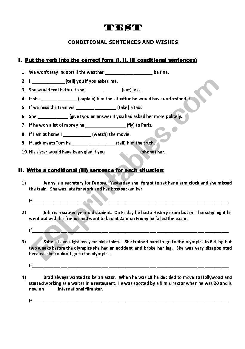 Conditional sentences and wishes