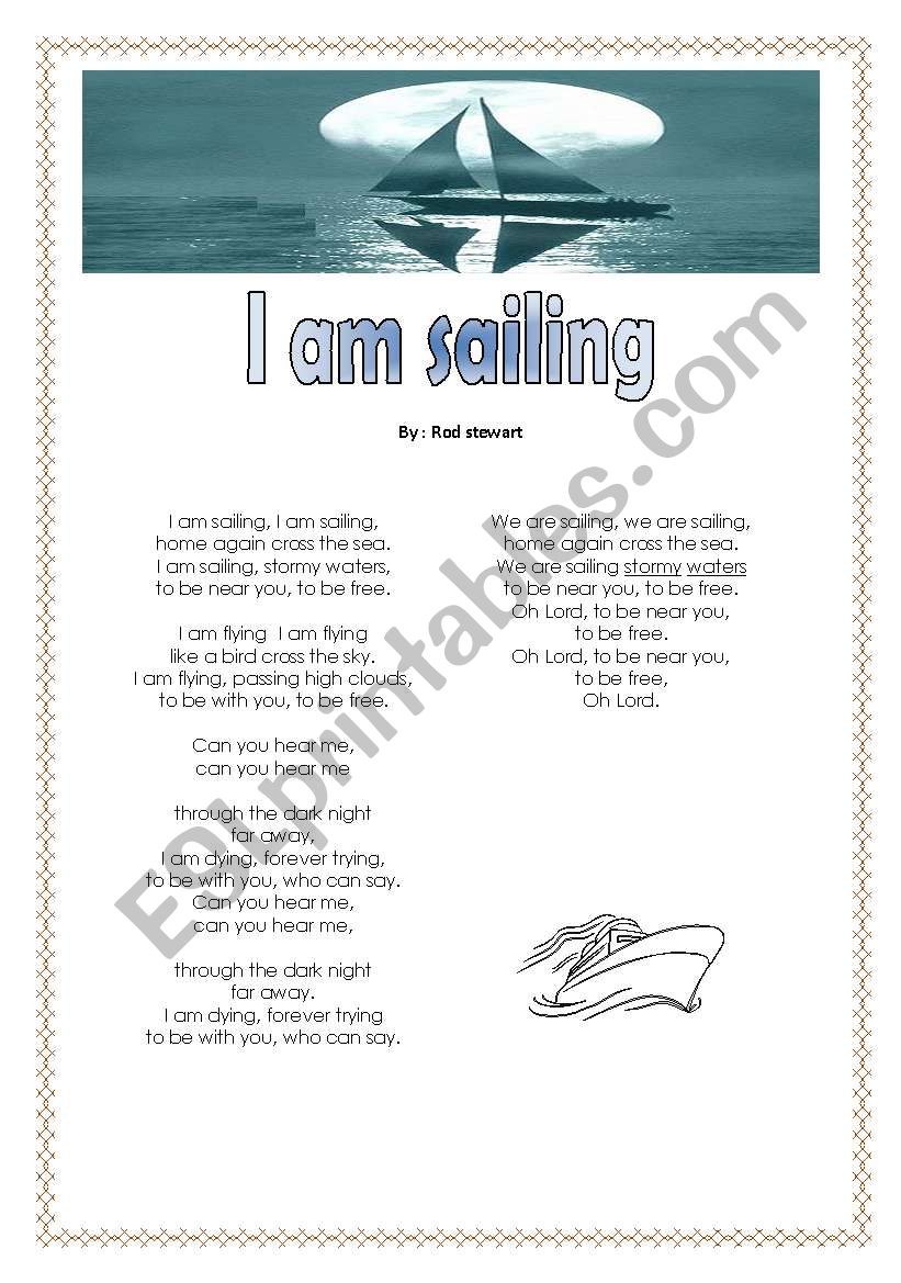 I AM SAILING worksheet