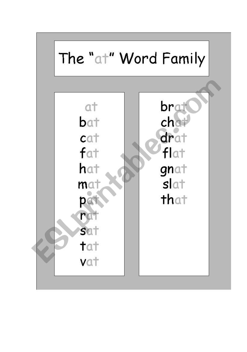 AT Words Family worksheet
