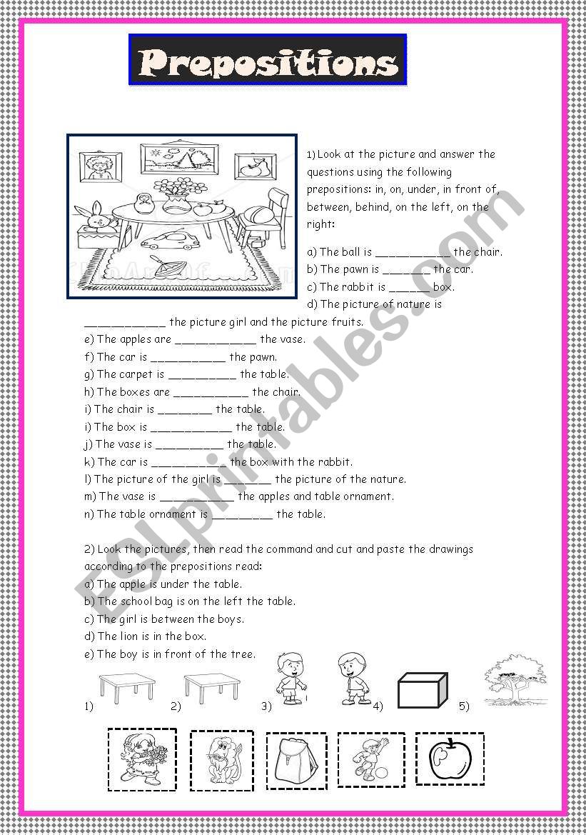 PREPOSITIONS OF PLACE worksheet