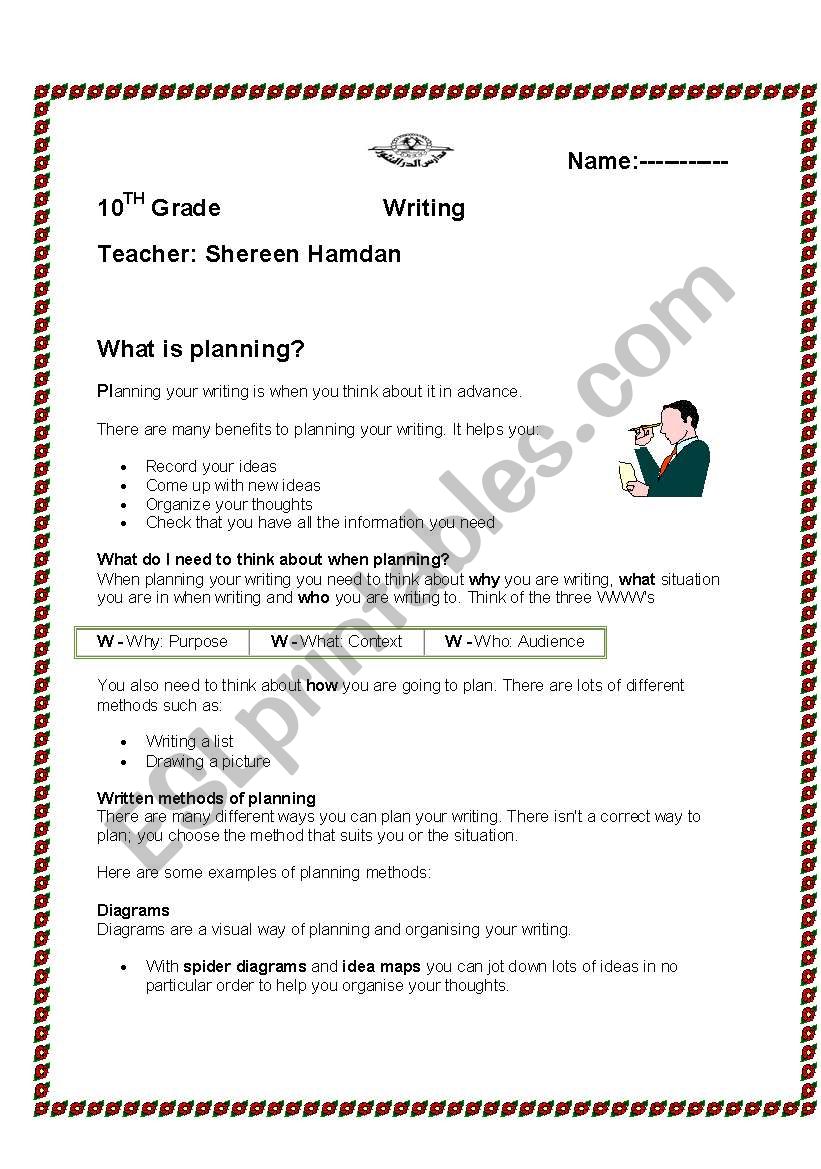 writing plan worksheet