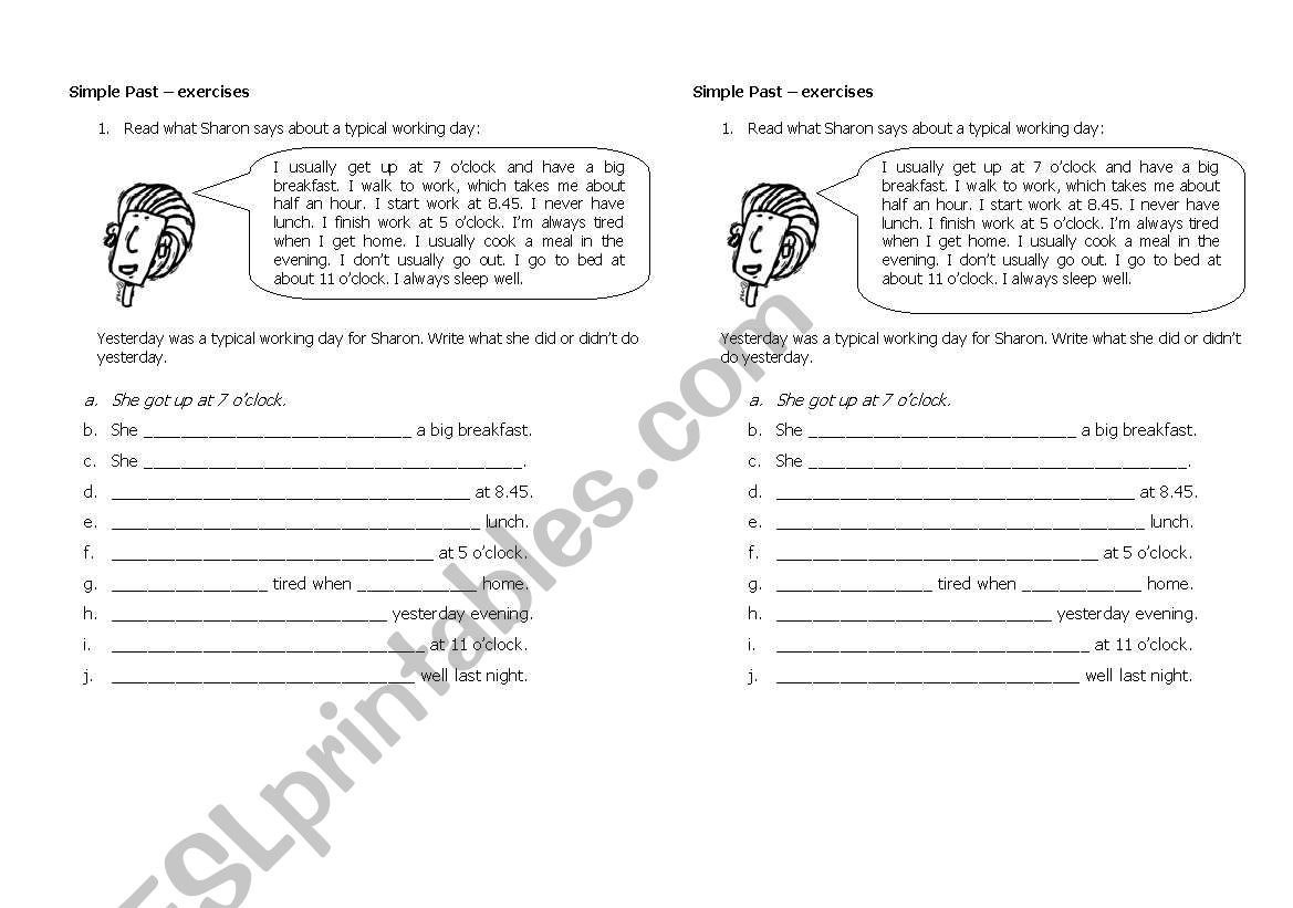 Simple past worksheet