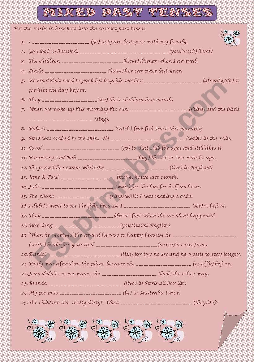 MIXED PAST TENSES worksheet