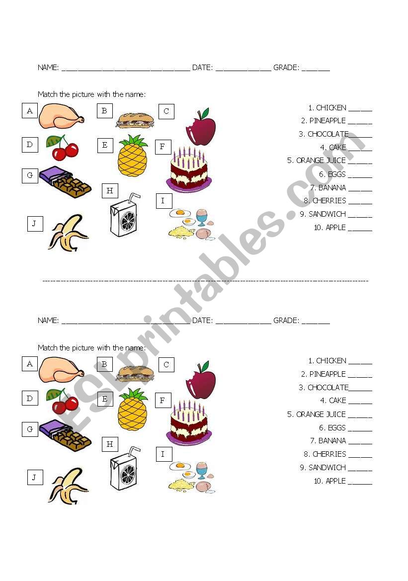 Mini Quiz Food worksheet