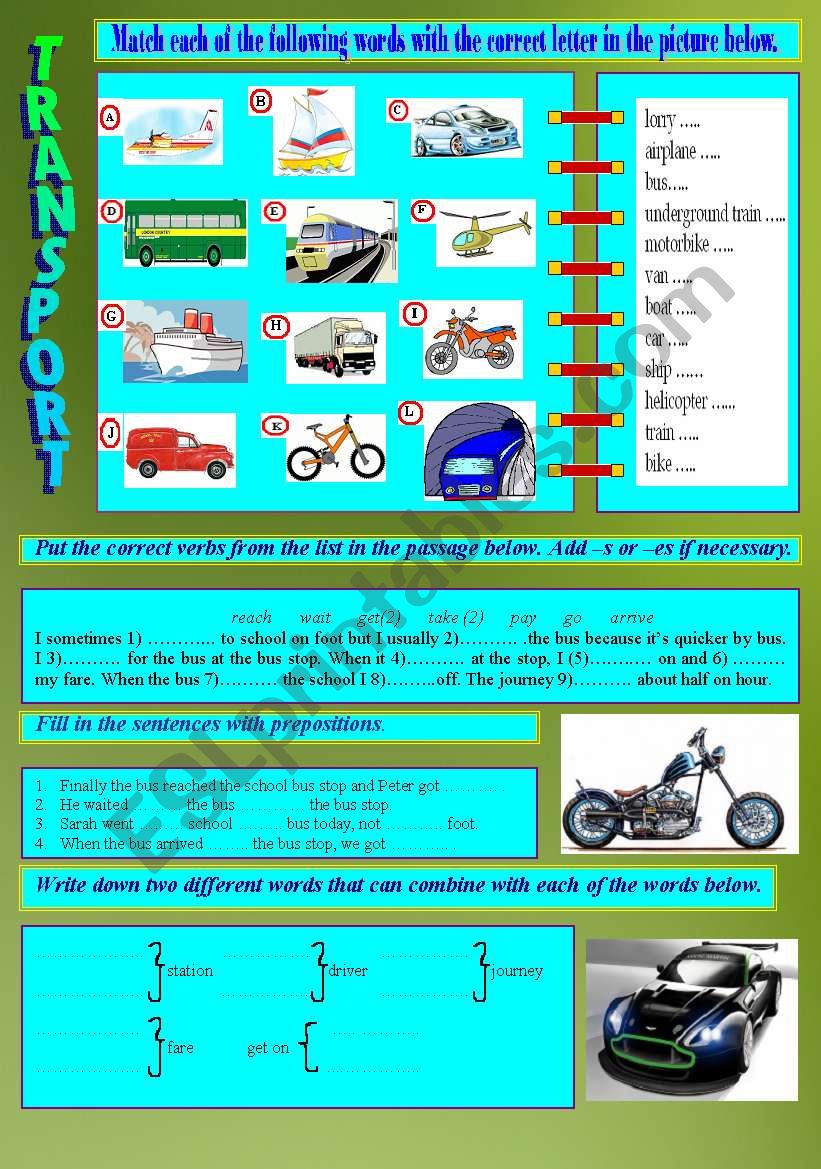 transport  worksheet