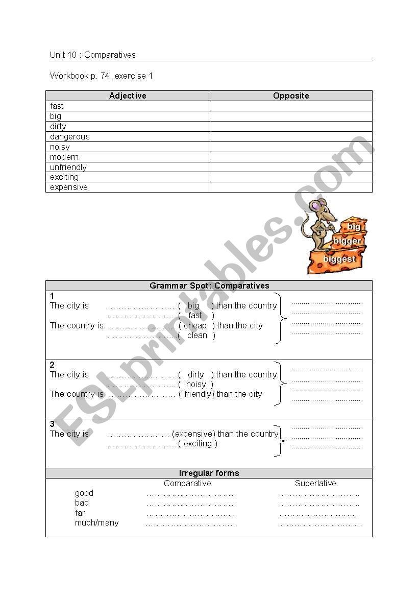 Comparatives & Superlatives worksheet