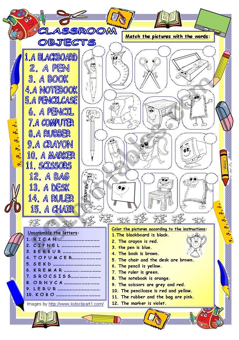 Elementary Vocabulary Series 20 - Classroom Objects