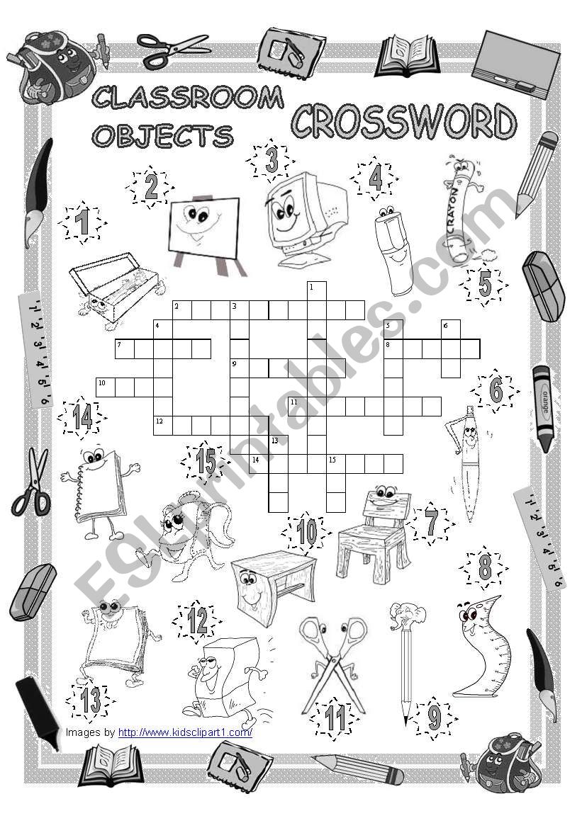 Classroom Objects Crossword worksheet