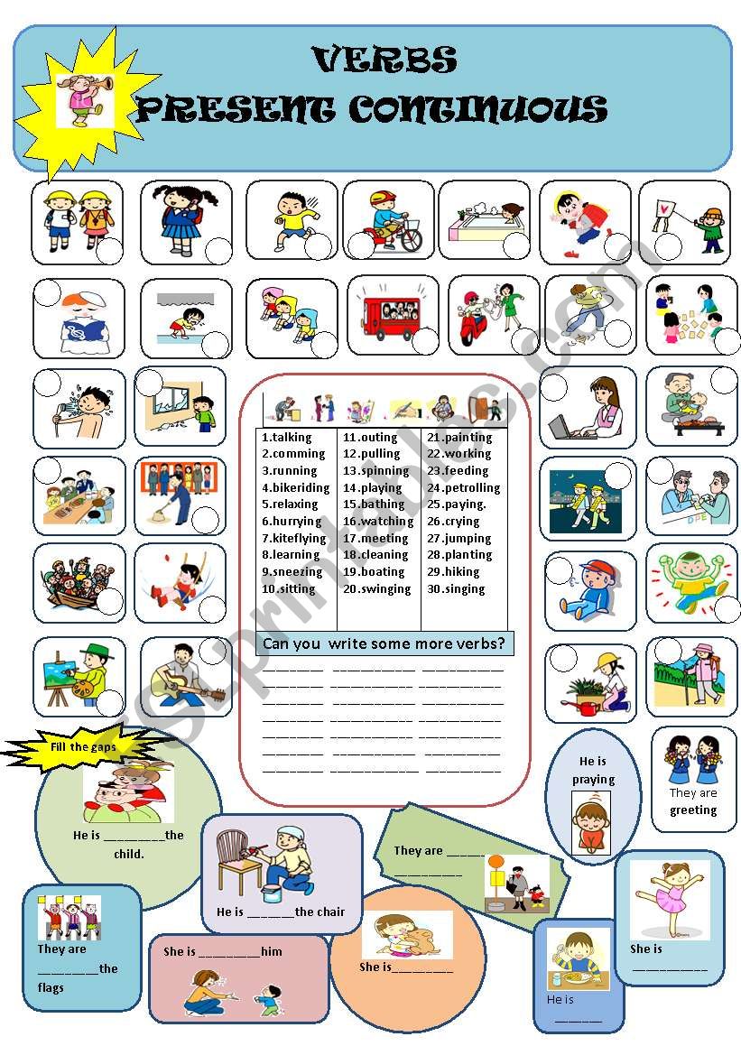 VERBS / PRESENT CONTINUOUS worksheet