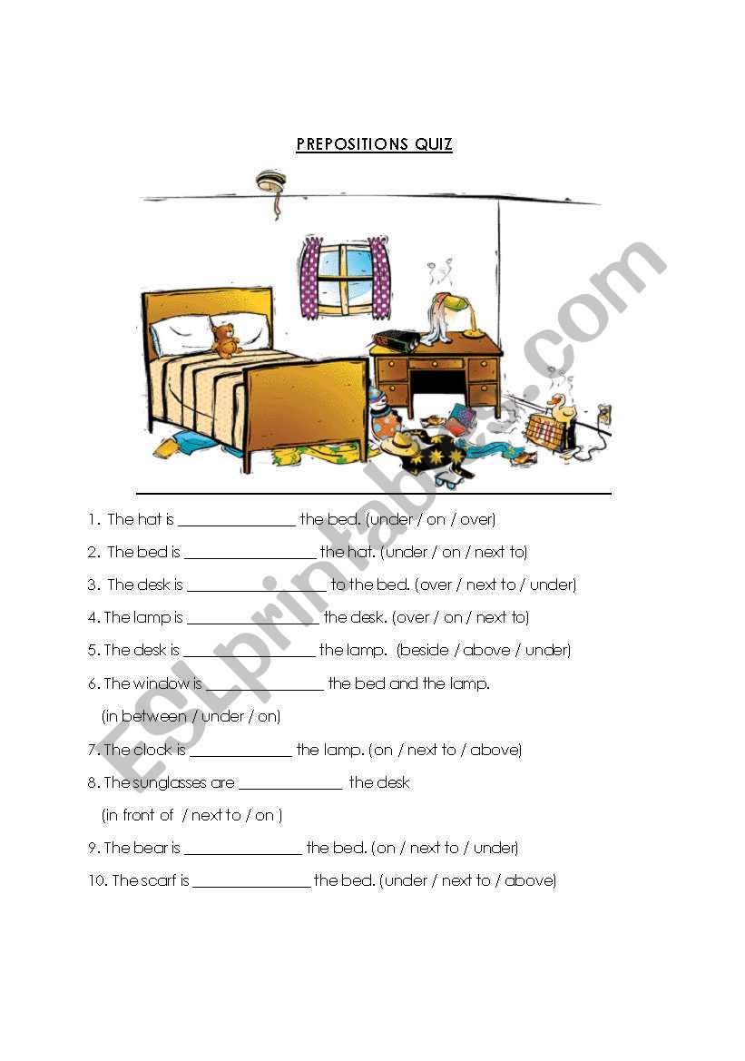 Prepositions - Objects in a room