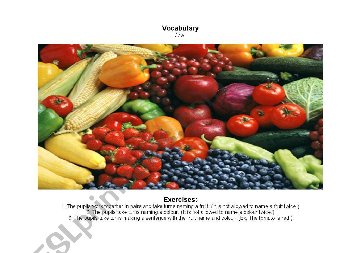 Vocabulary fruit worksheet