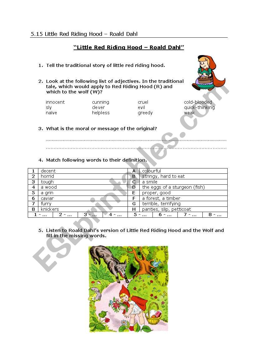 Little Red Riding Hood by Roald Dahl (vocabulary)