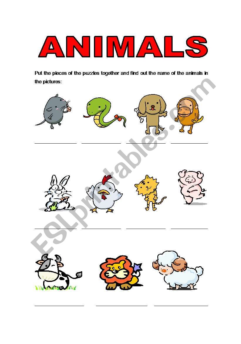 animal puzzles worksheet