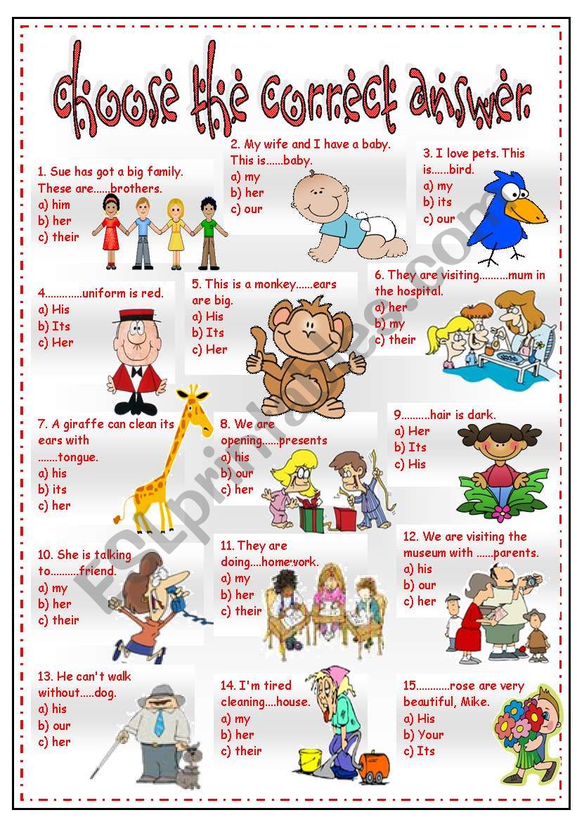 Esl Worksheet Possessive Pronouns