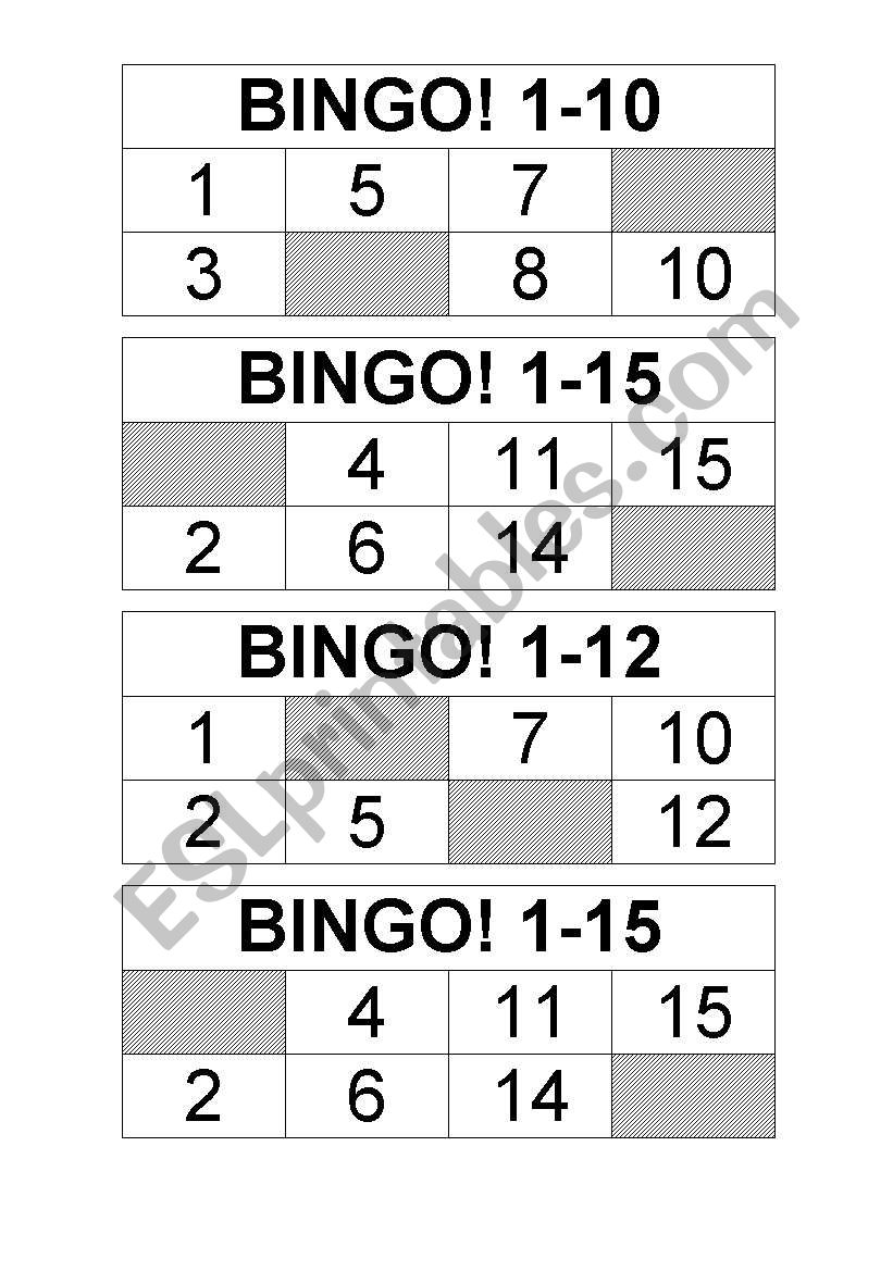 BINGO  worksheet