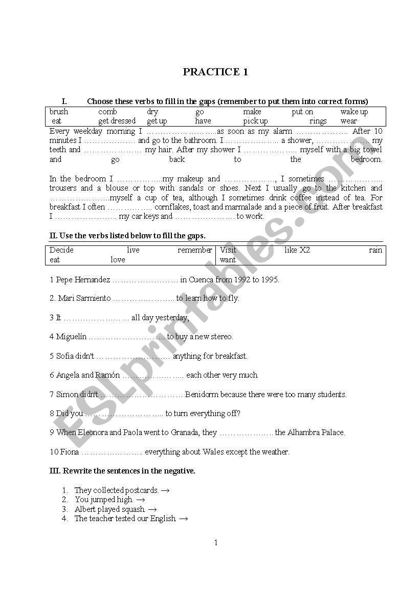practice test worksheet