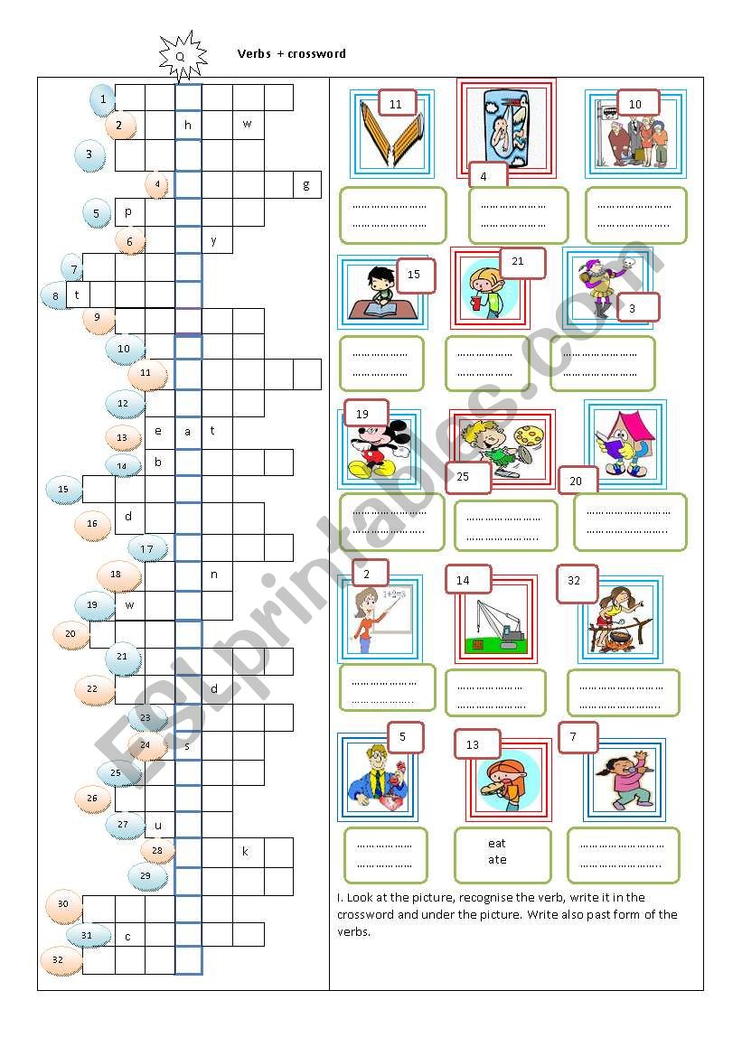 Verbs+Crossword (past simple) worksheet