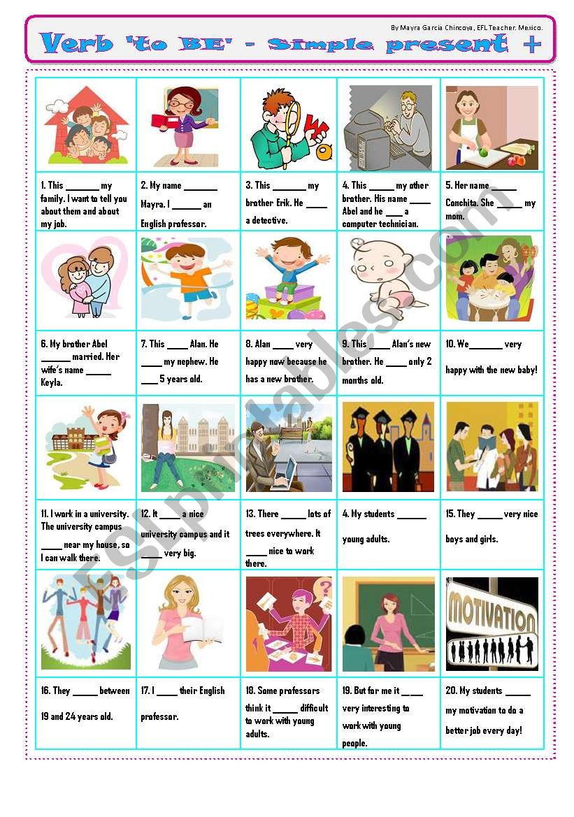 VERB TO BE- SIMPLE PRESENT - PiCtUrE sToRy!
