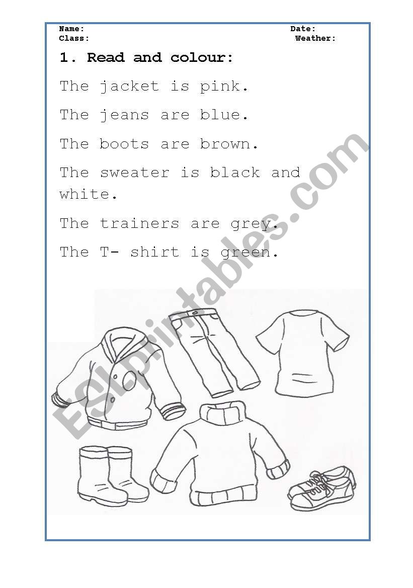 My clothes worksheet