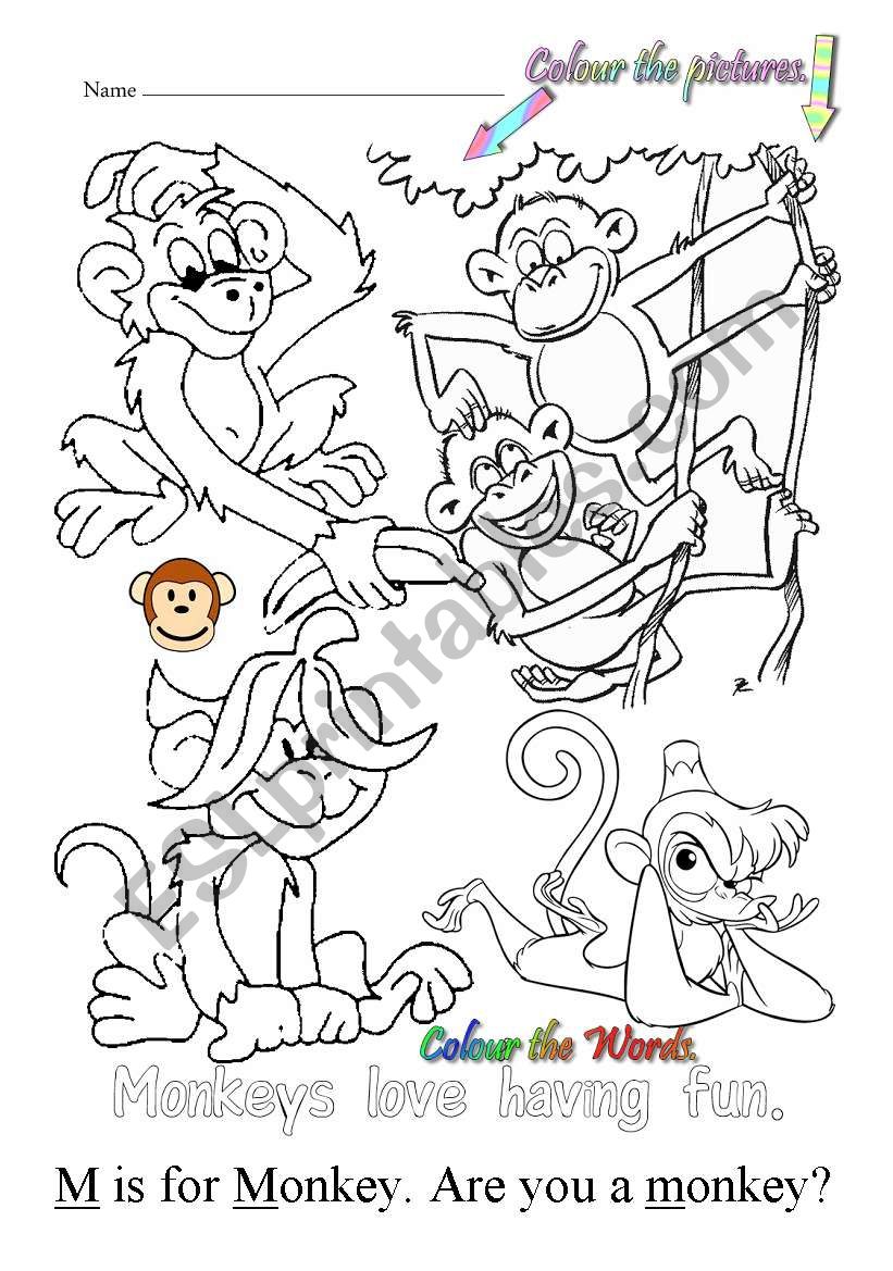 M is for monkey worksheet