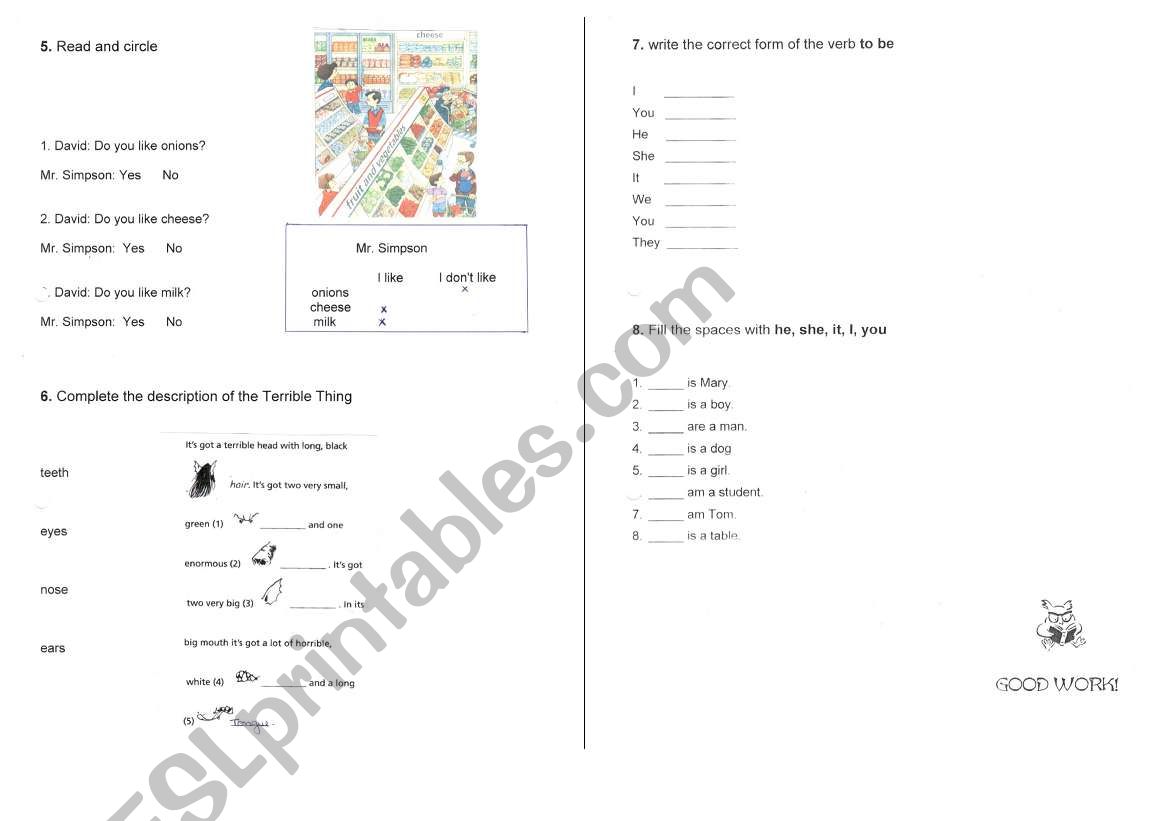 English test part 3 worksheet