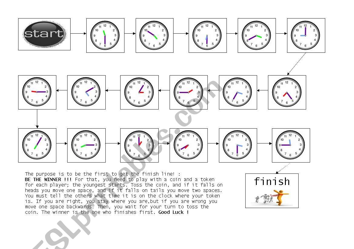 Game for reading the time worksheet