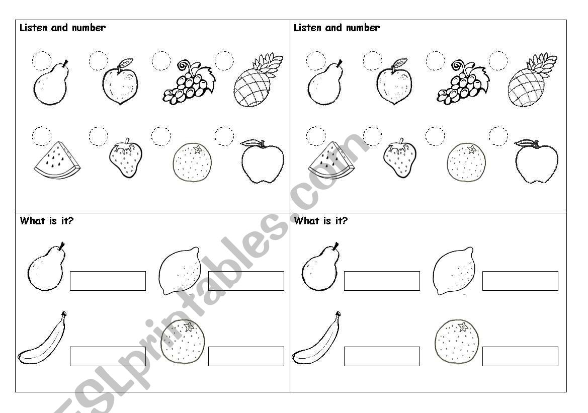 Fruits worksheet