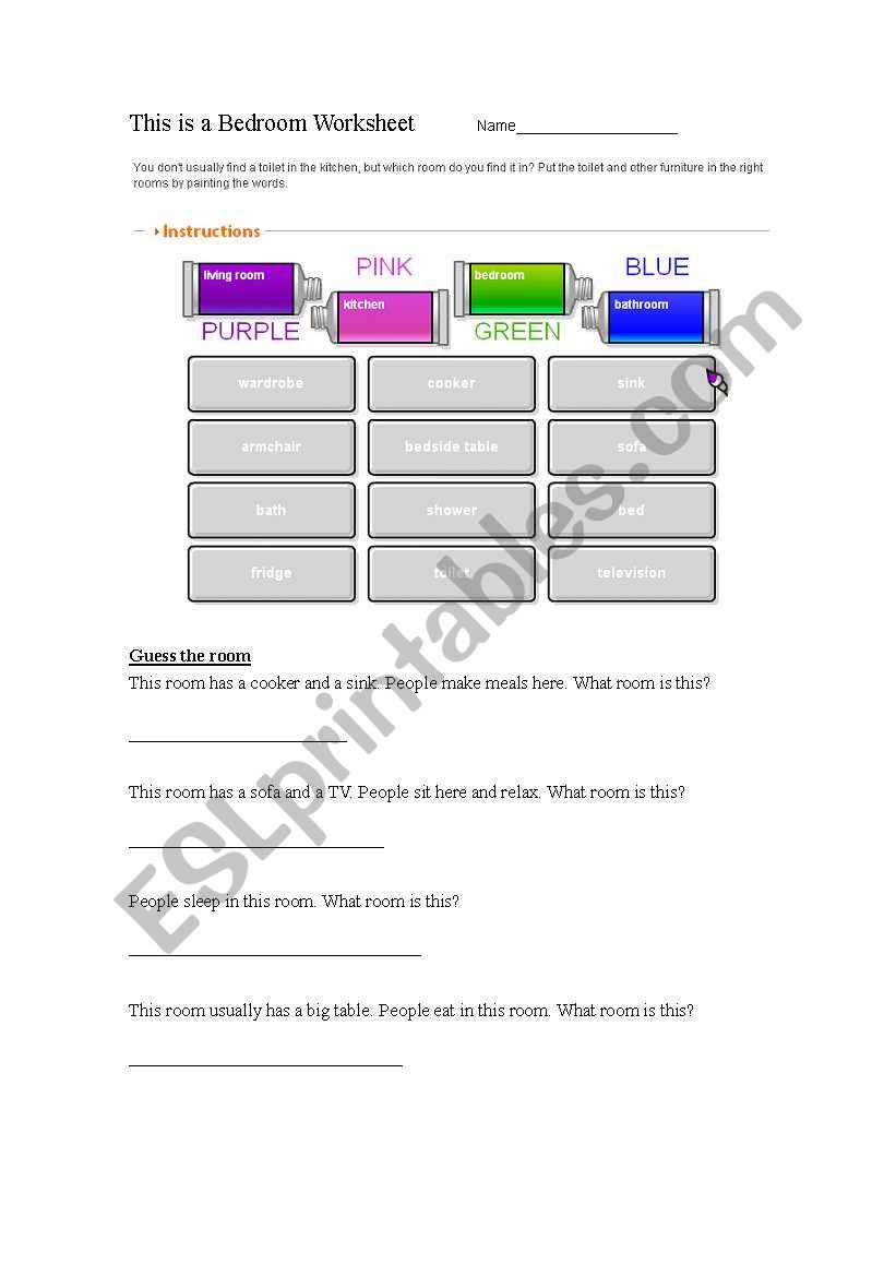 This is a bedroom worksheet